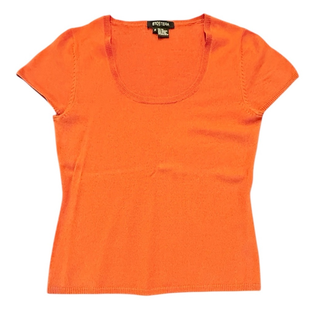 Etcetera by Carlisle Silk/Cashmere Orange Cap Sleeve Sweater Size Medium $395